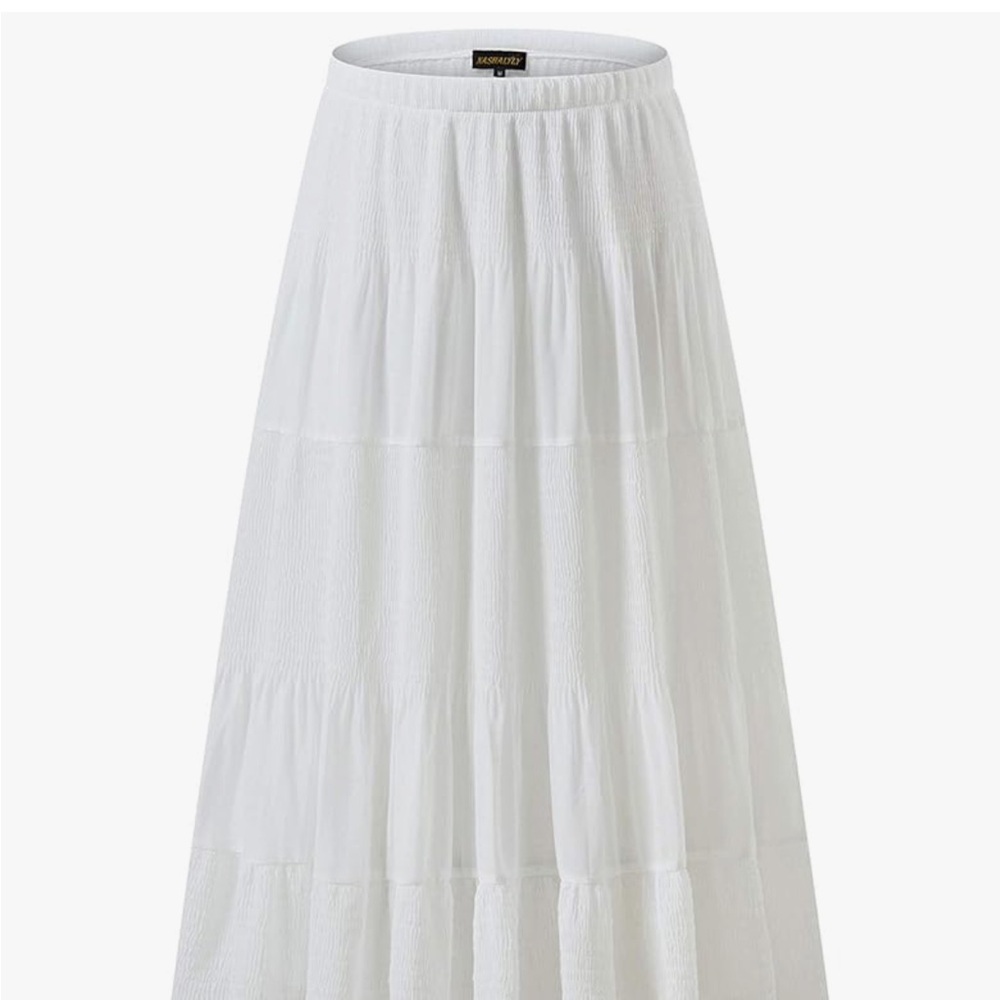 Womens Chiffon Elastic High Waist Pleated A-Line Flared Maxi Skirt